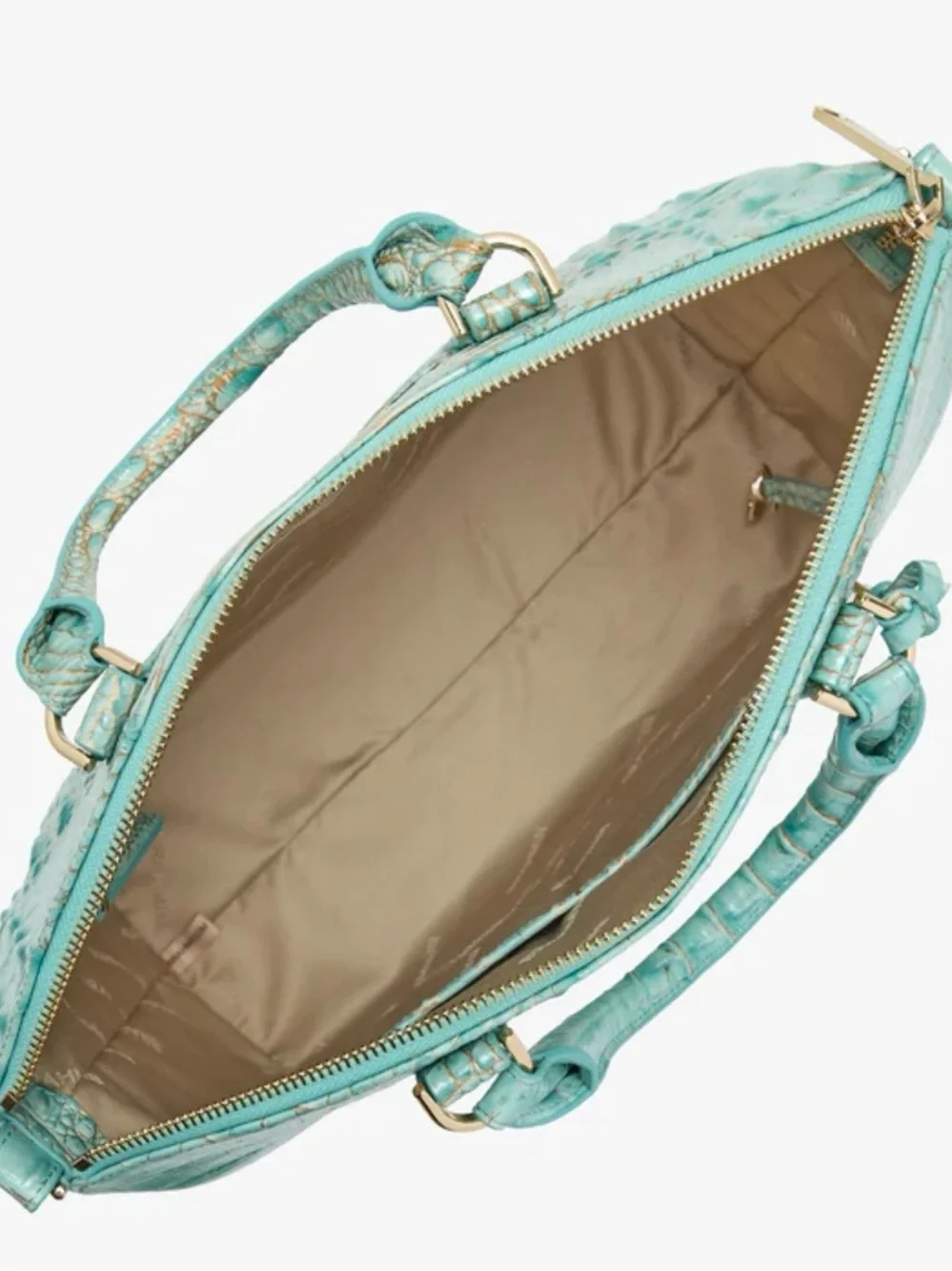 NWT-Brahmin Turquoise Croc-Embossed Leather Tote